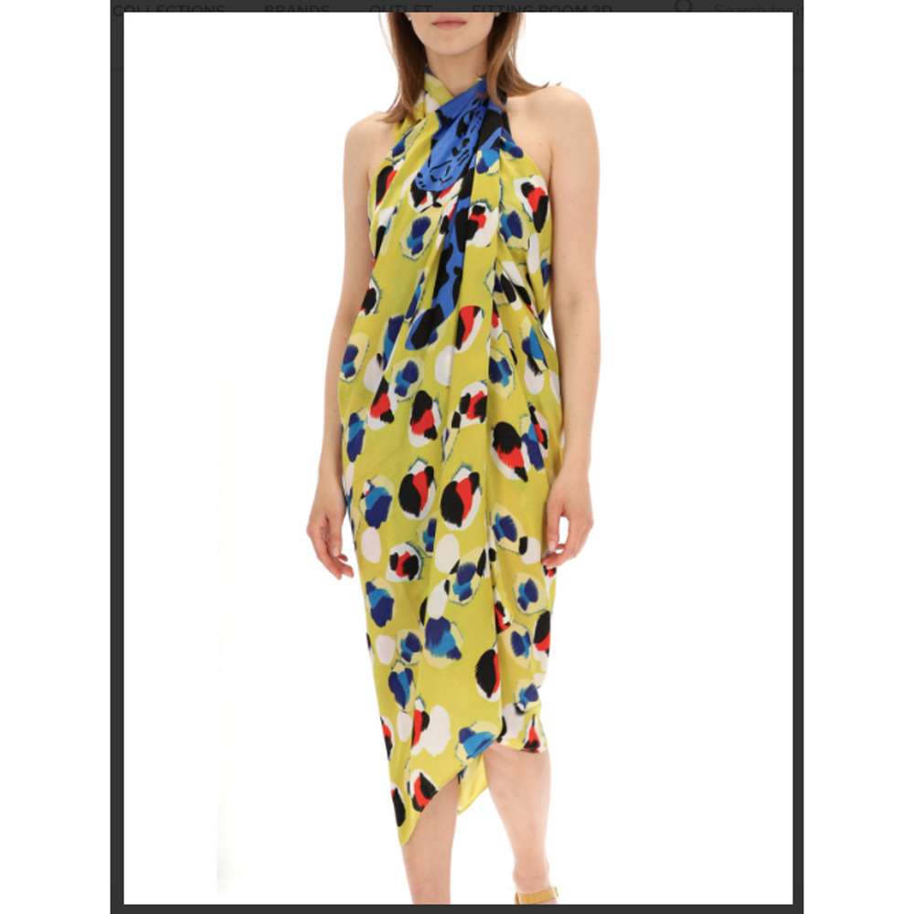 Desigual Summer Cover Up Beach‎ Scarf Silk Leopard Animal Print 44" x 77"